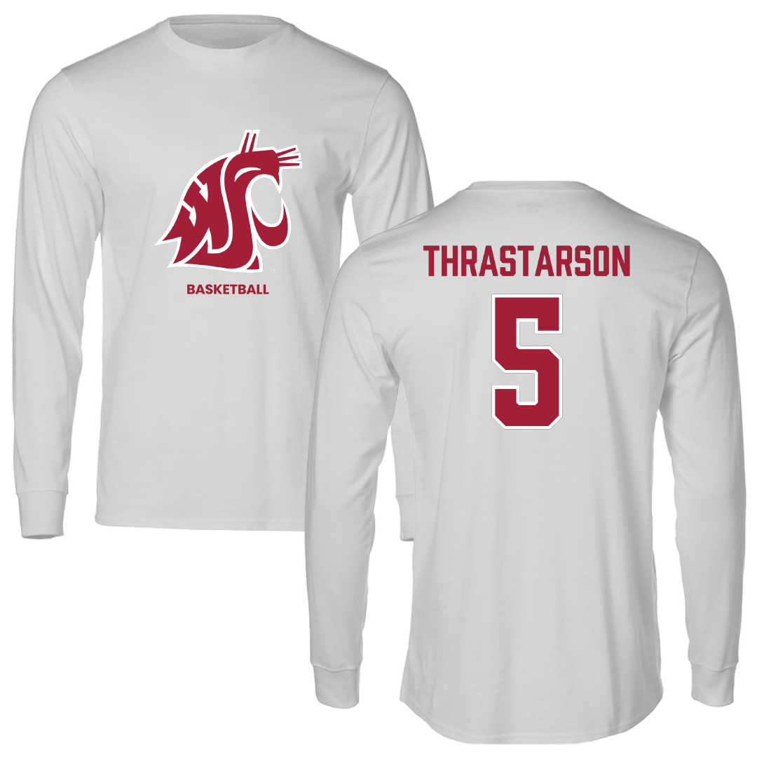 Washington State University Basketball (M) Light Gray Performance Long Sleeve - #5 Tómas Thrastarson