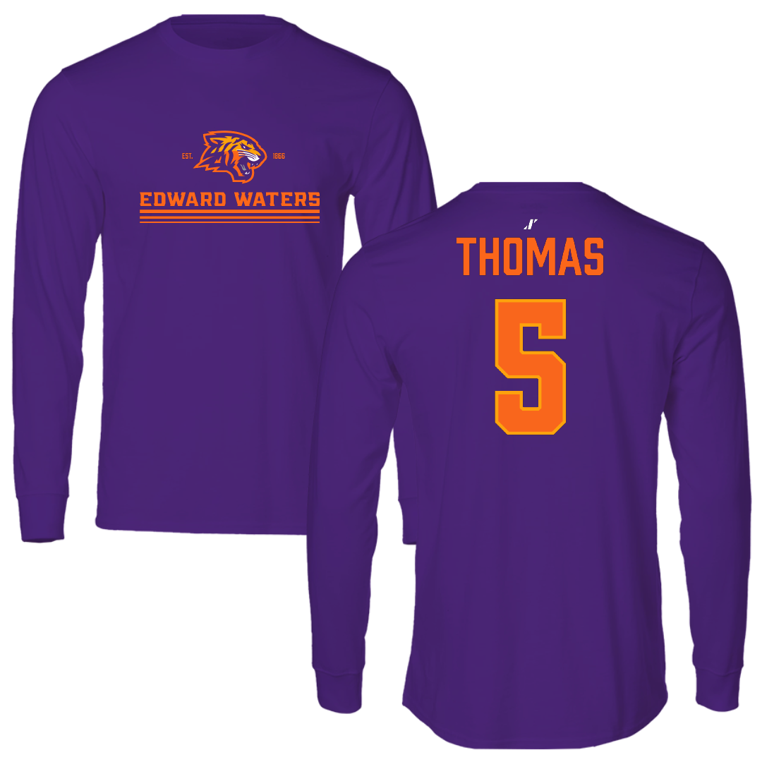 Edward Waters University Football Purple General Performance Long Sleeve - #5 Johntarrious Thomas