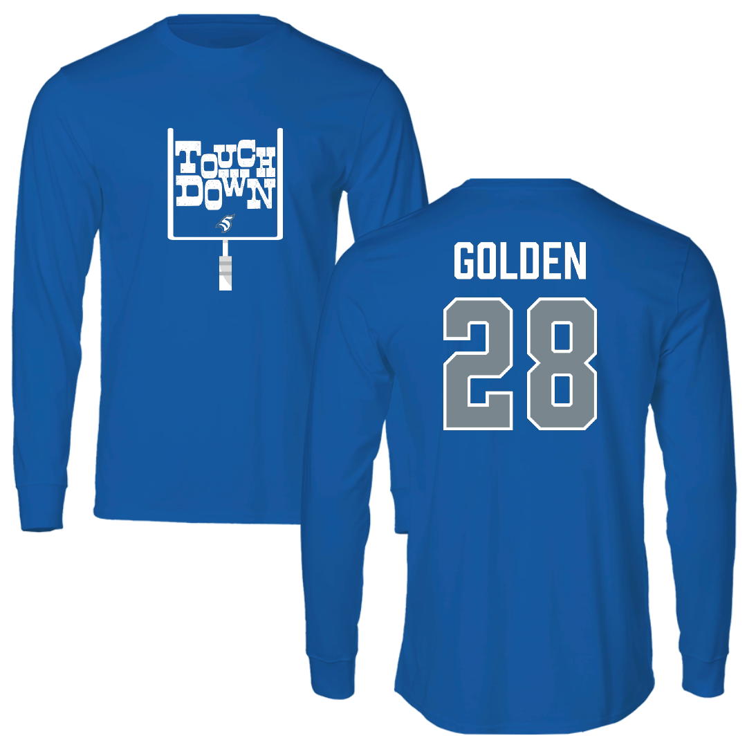 Thomas More University Football Blue Touchdown Long Sleeve - #28 Ethan Golden