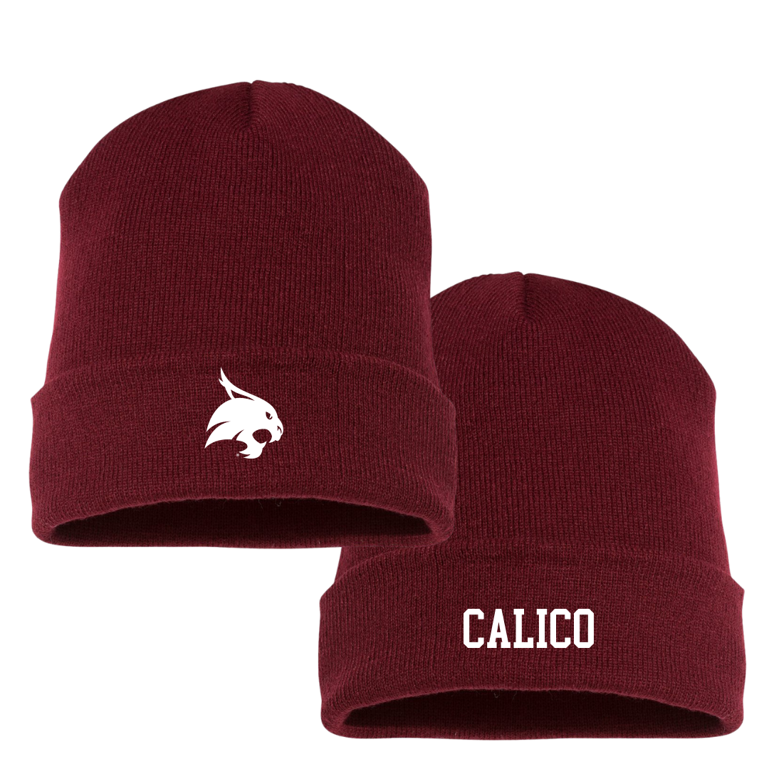 Texas State University TF and XC Maroon Beanie - Eyan Calico
