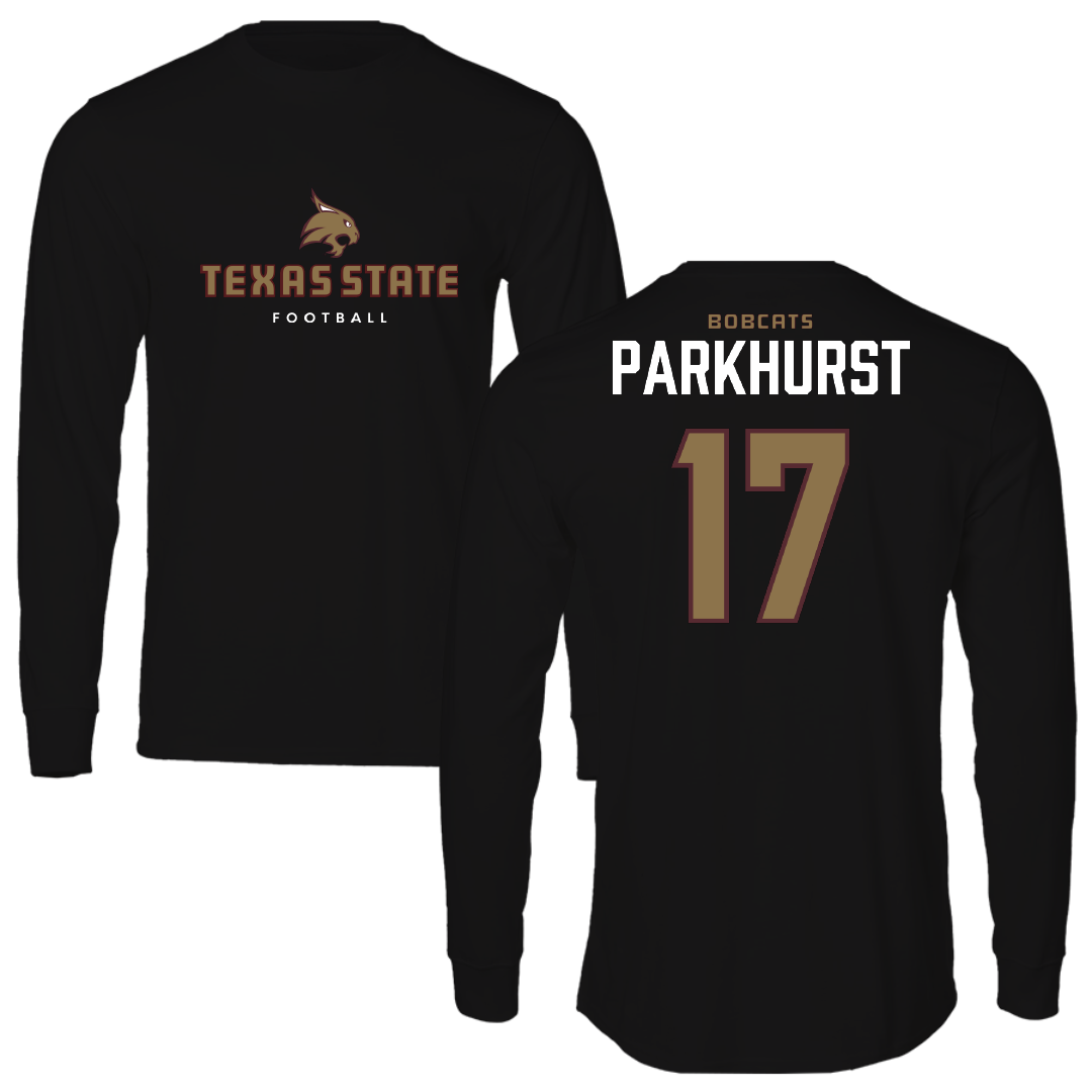 Texas State University Football Black Long Sleeve - #17 Gavin Parkhurst
