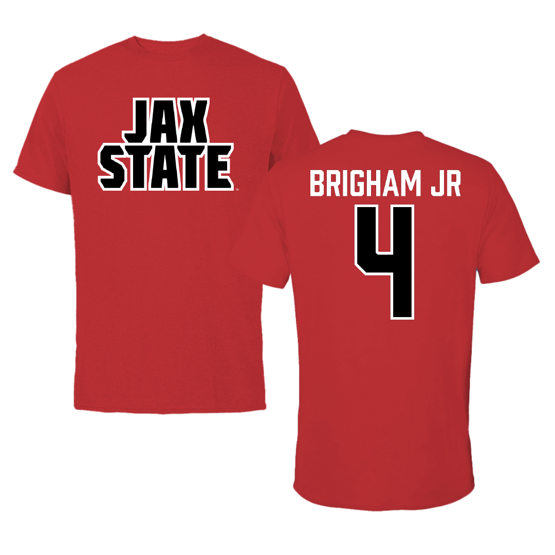 Jacksonville State University Basketball Red Performance Tee - #4 Marcellus Brigham Jr