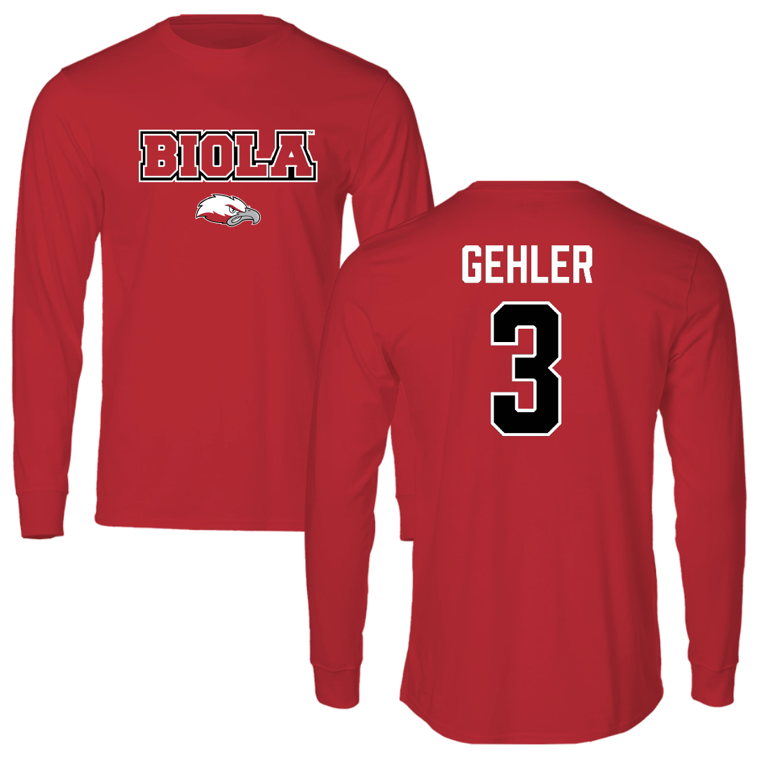 Biola University Basketball (M) Red Performance Long Sleeve - #3 Charlie Gehler