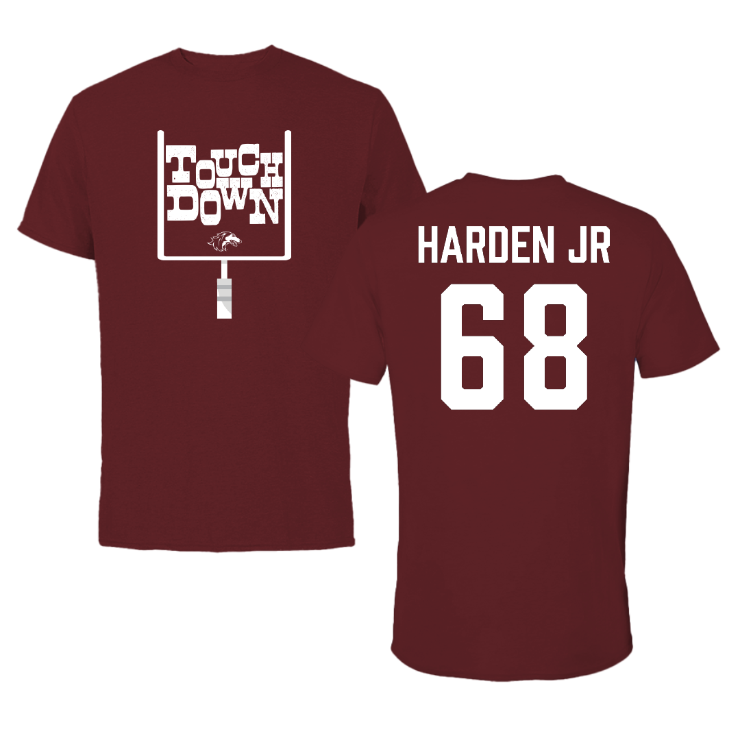 Southern Illinois University at Carbondale Football Maroon Touchdown Performance Tee - #68 Derek Harden Jr