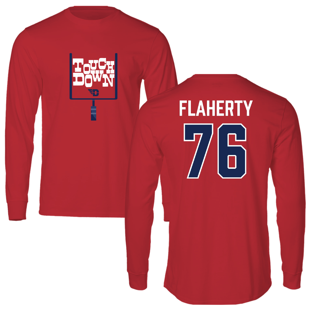 University of Dayton Football Red Touchdown Performance Long Sleeve - #76 Drew Flaherty