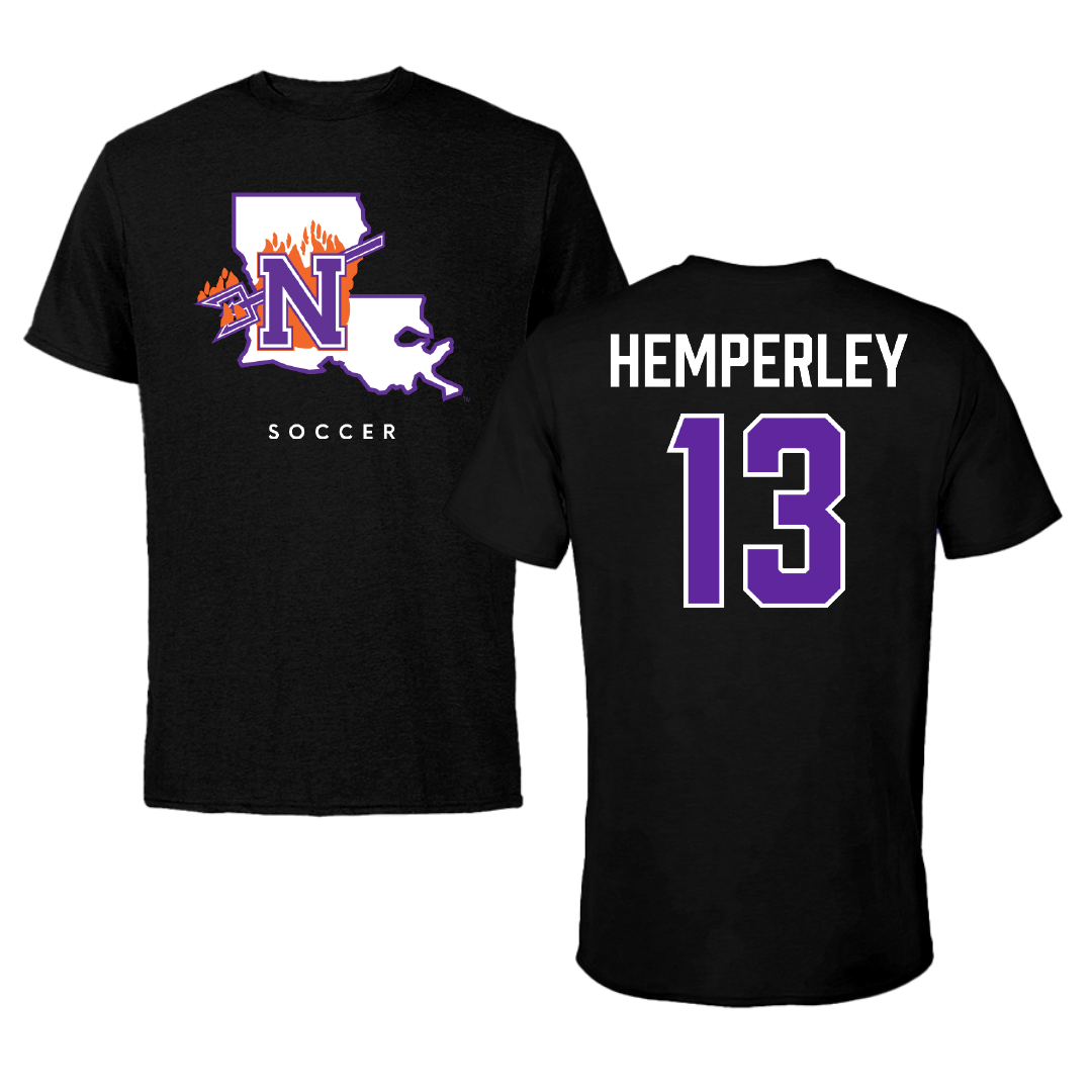 Northwestern State University Soccer Black Block Performance Tee - #13 Kendall Hemperley