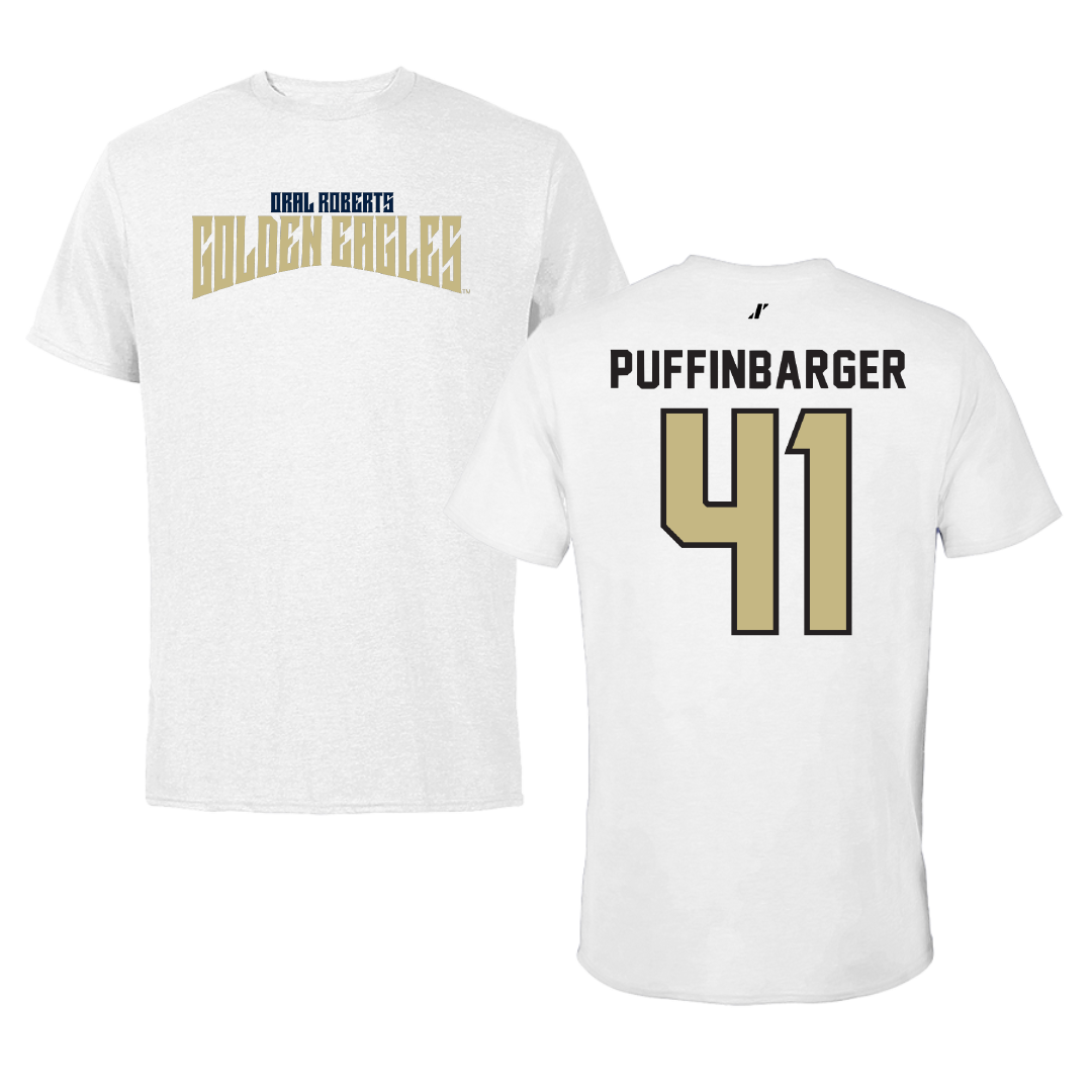 Oral Roberts University Baseball White Classic Performance Tee - #41 Luke Puffinbarger