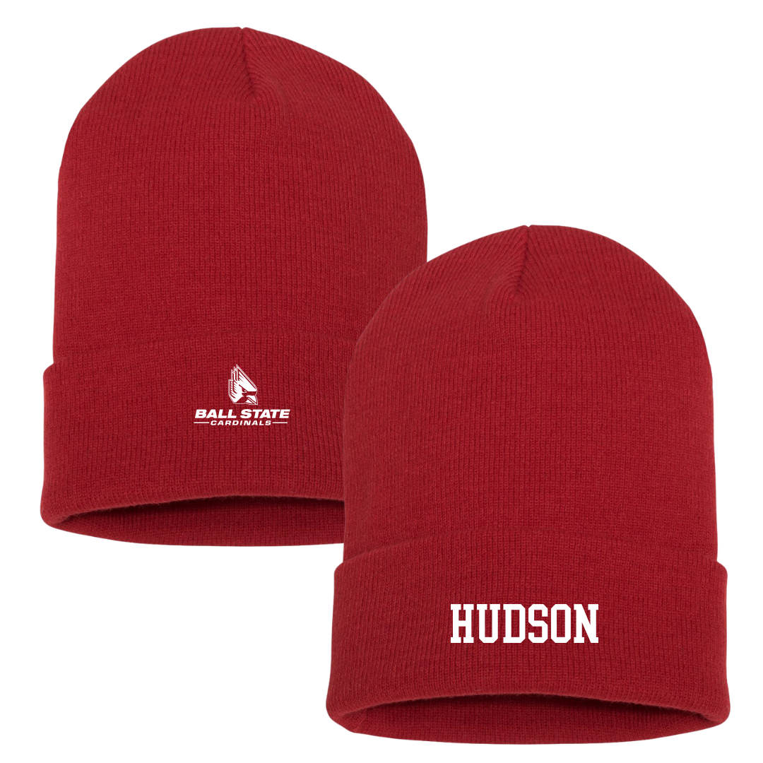 Ball State University Football Red Beanie - #93 Scott Hudson