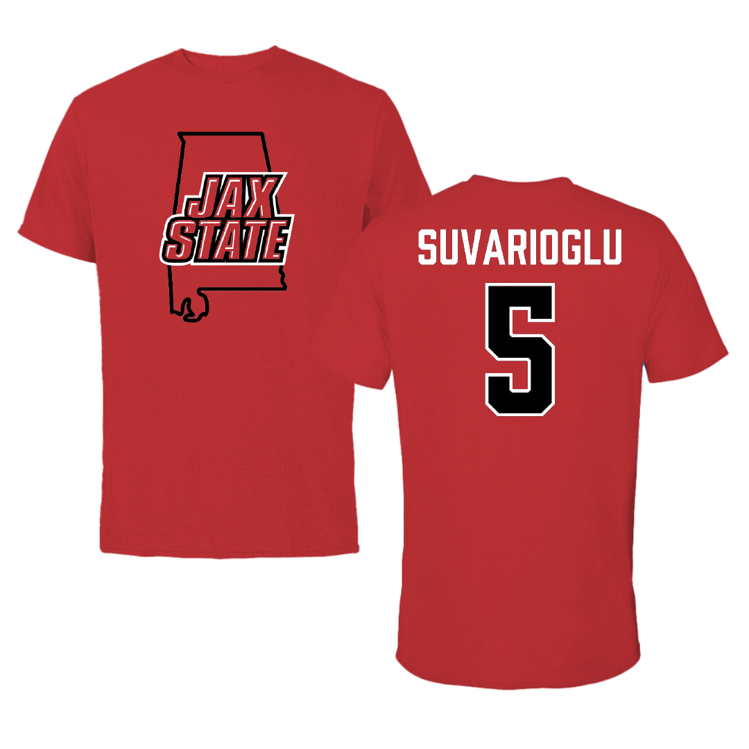 Jacksonville State University Volleyball Red State Performance Tee - #5 Karya Suvarioglu