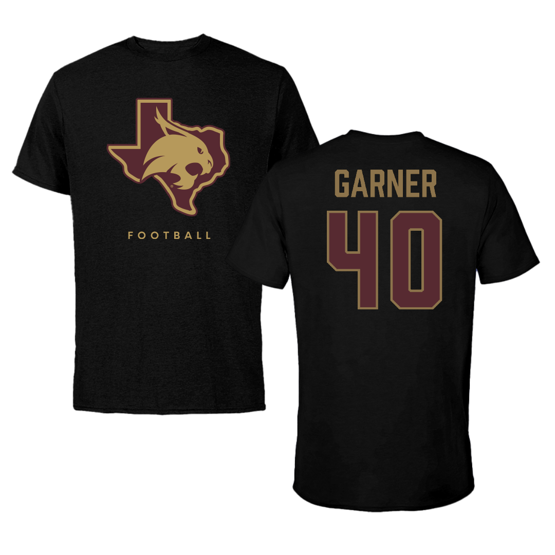 Texas State University Football Black Tee - #40 Simeon Garner