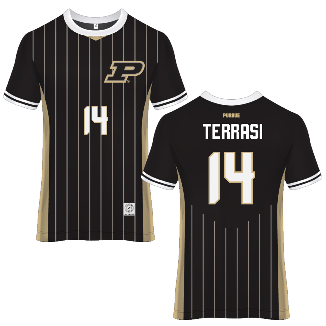 Purdue University Black Pinstripe Soccer Jersey - #14 Francesca Terrasi