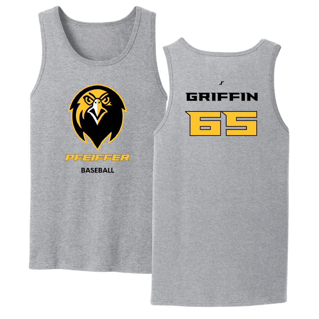 Pfeiffer University Baseball Sport Gray Tank Top - #65 Conner Griffin
