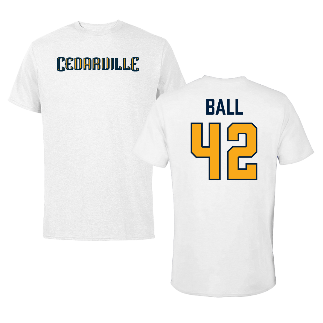 Cedarville University Baseball White Tee - #42 Coen Ball