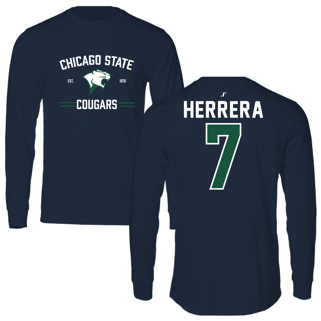 Chicago State University Soccer Navy Performance Long Sleeve - #7 Victor Herrera