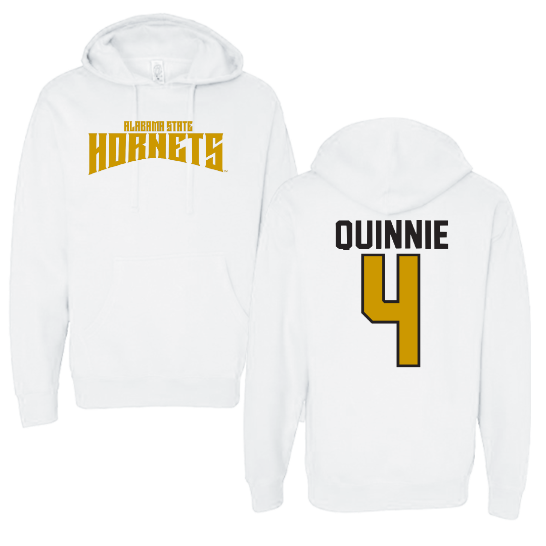 Alabama State University Softball White Classic Hoodie - #4 Mason Quinnie