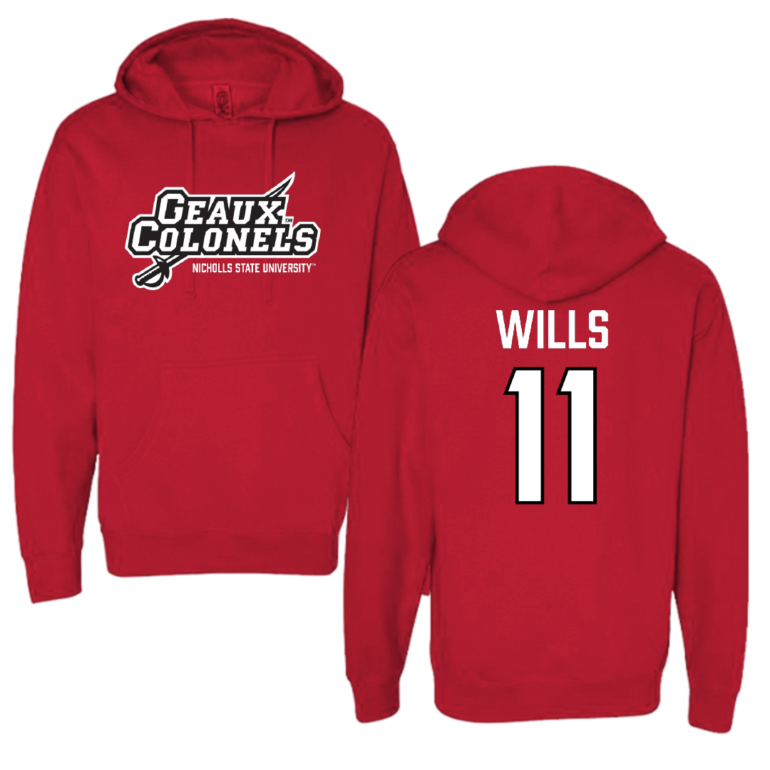 Nicholls State University Soccer (W) Red General Hoodie - #11 Olivia Wills