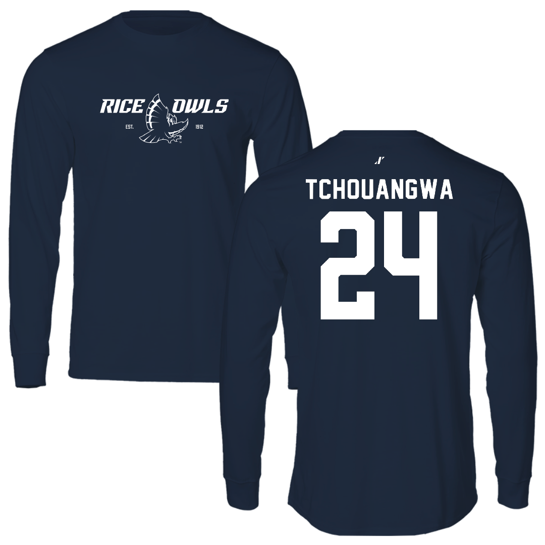 Rice University Volleyball Navy General Performance Long Sleeve - #24 Cindy Tchouangwa