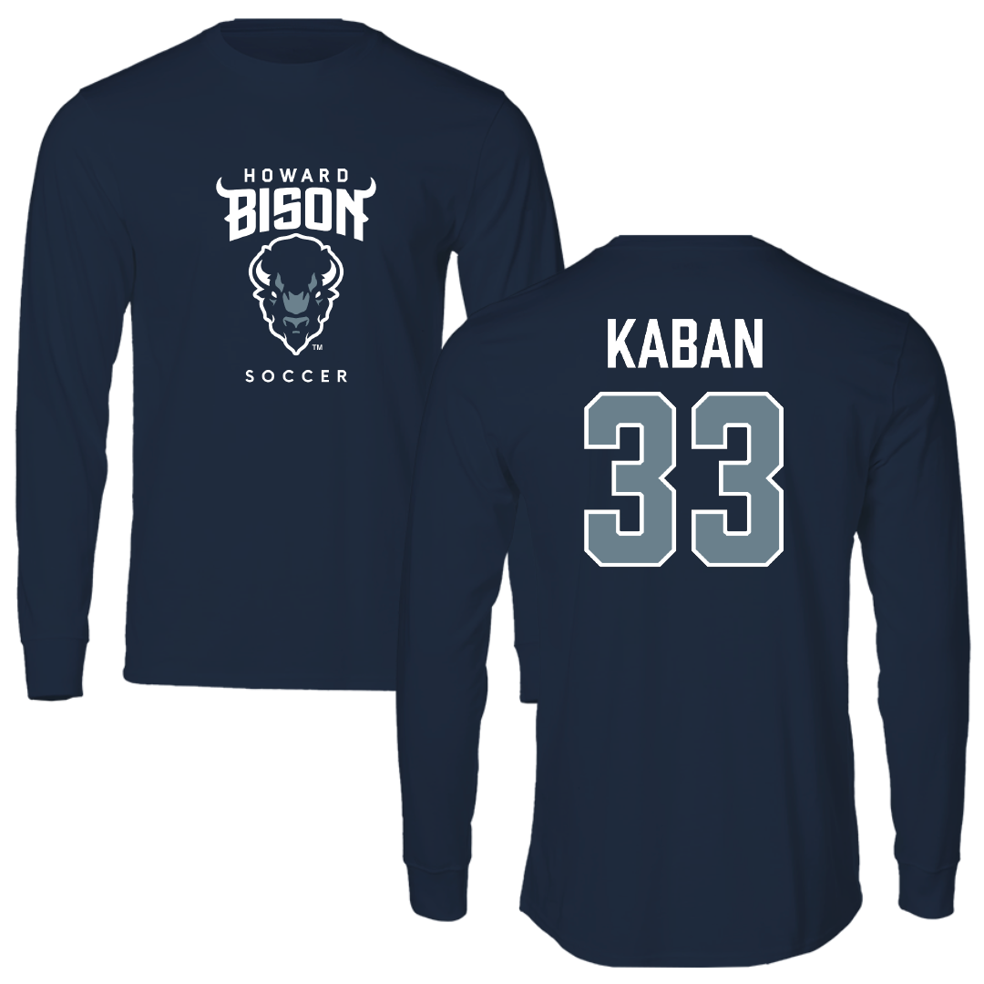 Howard University Soccer (M) Navy Performance Long Sleeve - #33 Daniil Kaban