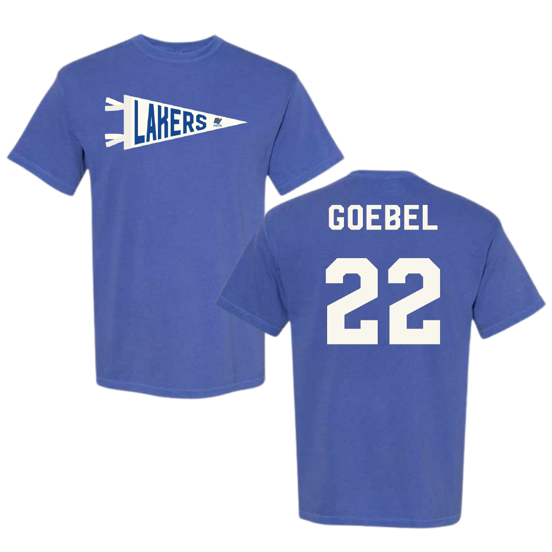 Grand Valley State University Baseball Blue Pennant Comfort Colors Tee - #22 Will Goebel