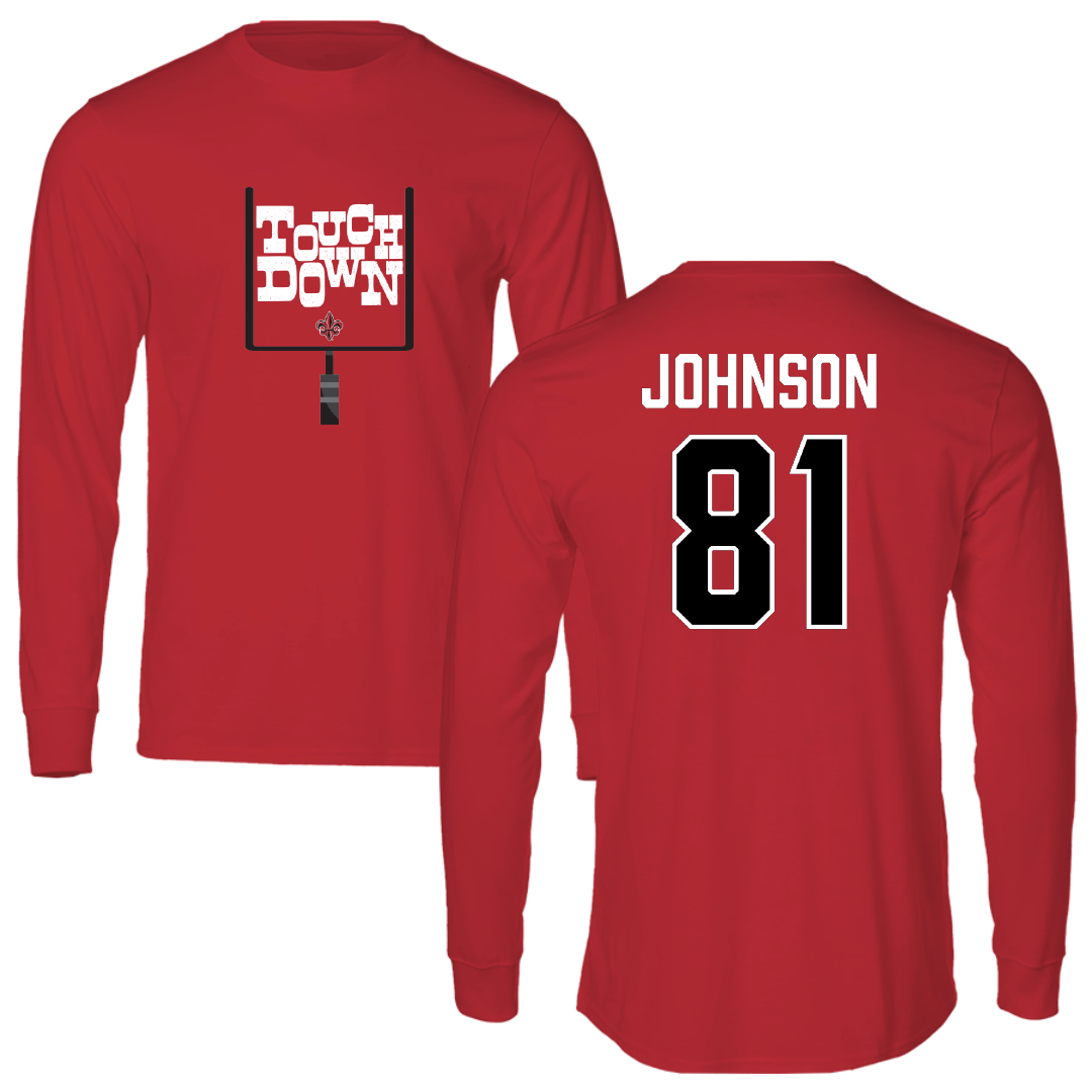 University of Louisiana at Lafayette Football Red Touchdown Long Sleeve - #81 Jaydon Johnson