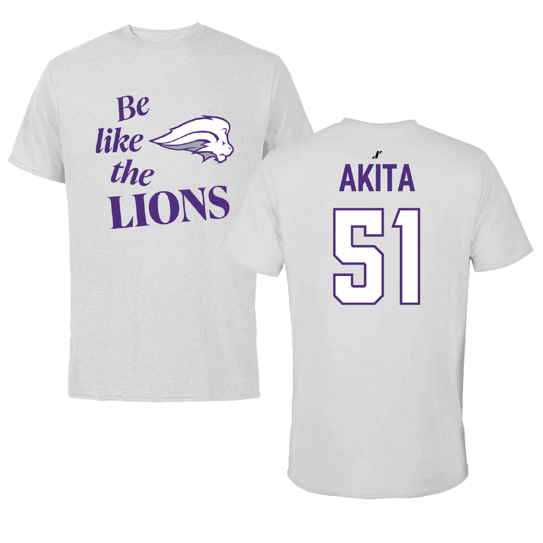 Nelson University Football Light Gray Be Like Us Performance Tee - #51 Brendan Akita