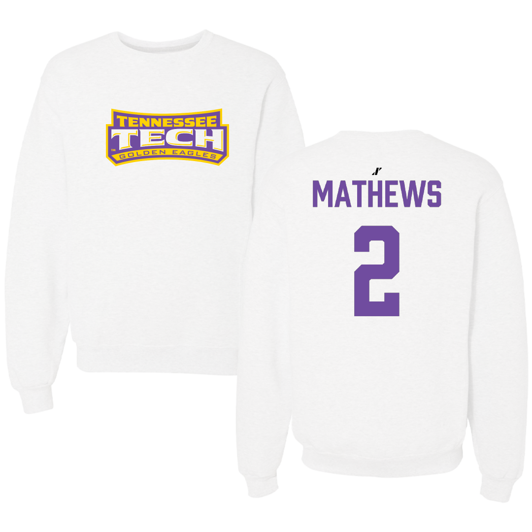Tennessee Technological University Basketball (W) White Crewneck - #2 Cam Mathews