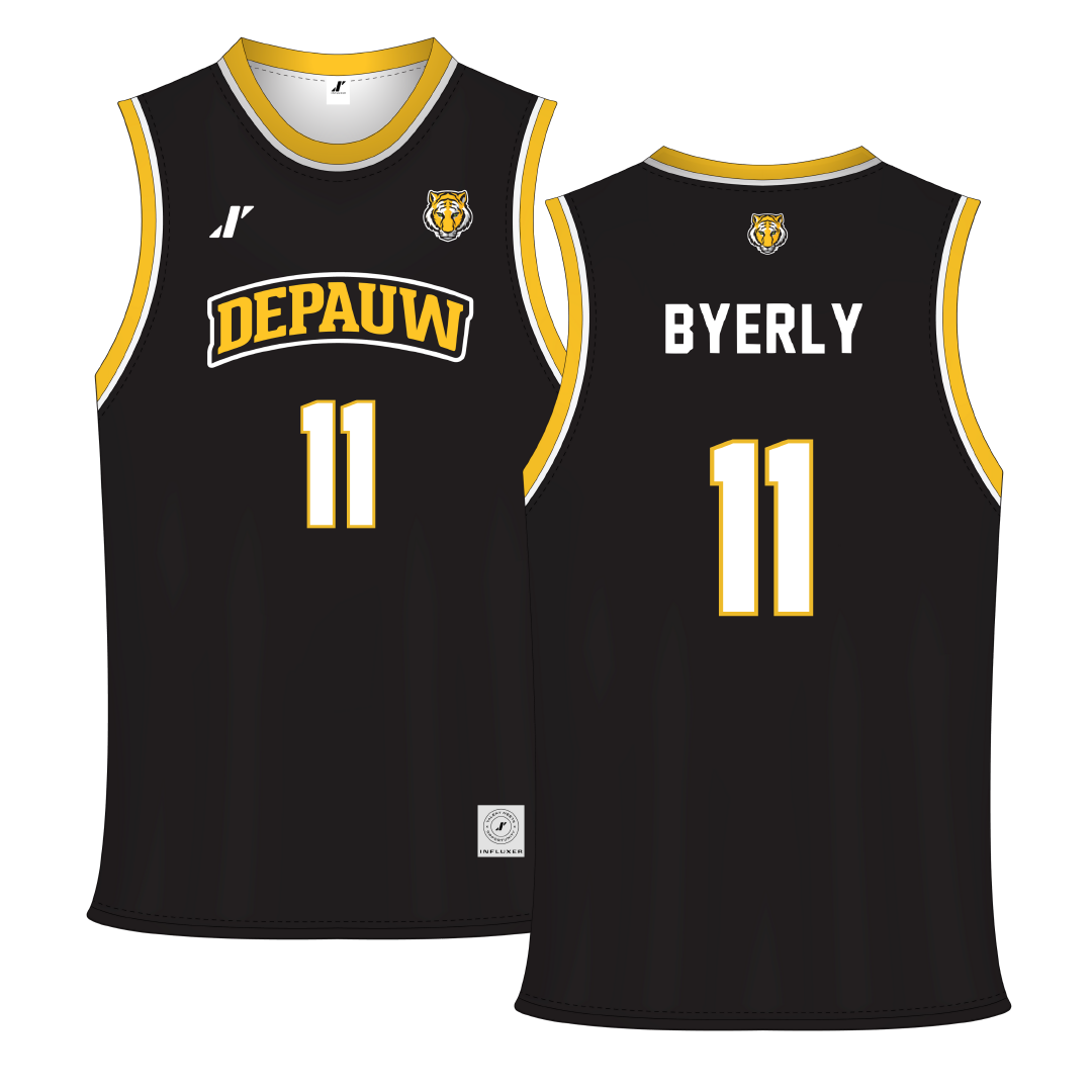 DePauw University Black Basketball Jersey - #11 Vivian Byerly