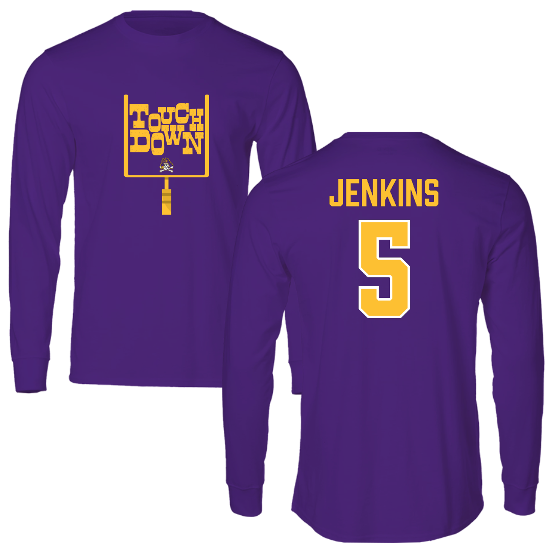 East Carolina University Football Purple Touchdown Long Sleeve - #5 Parker Jenkins