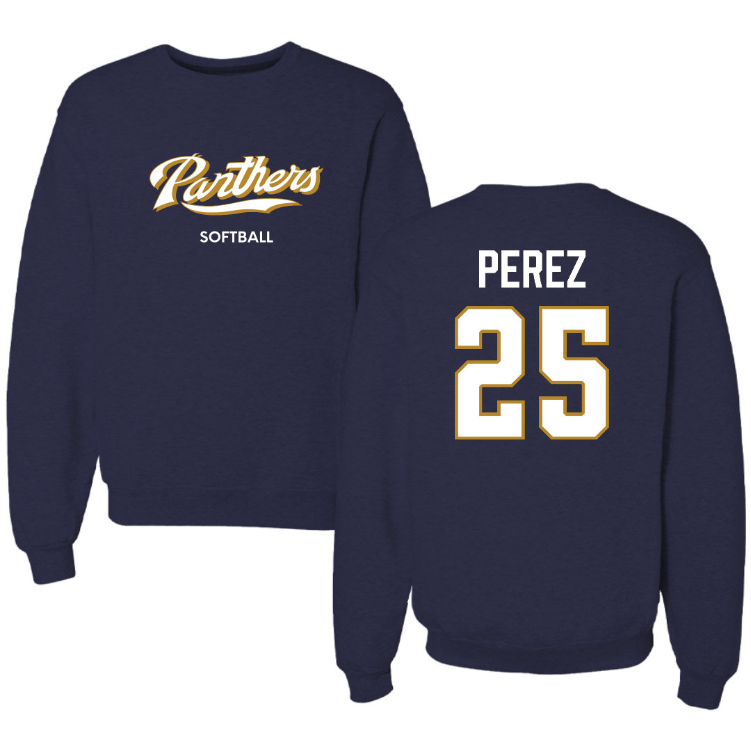 Florida International University Softball Navy Panthers Crewneck - #25 Isabella Perez