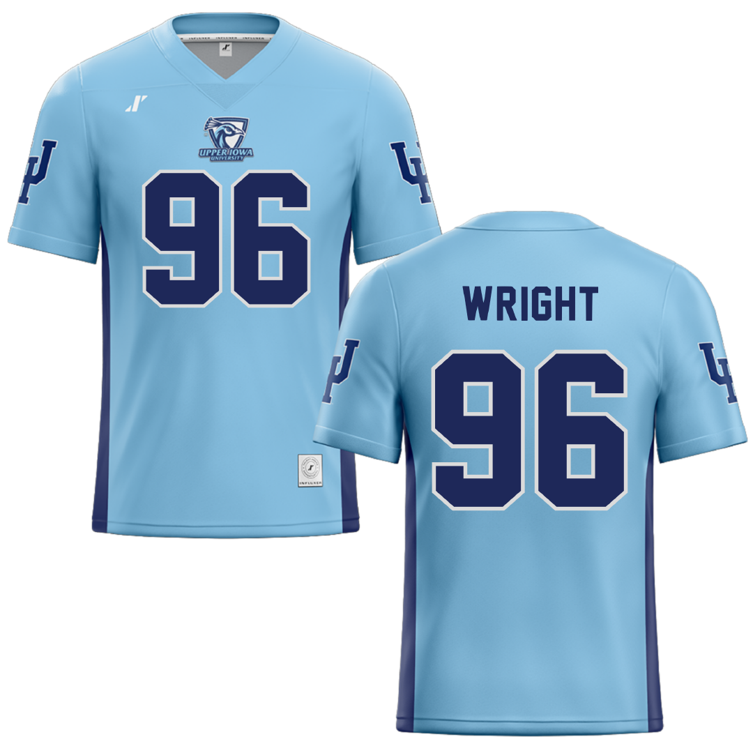 Upper Iowa University Light Blue Football Jersey - #96 Logan Wright