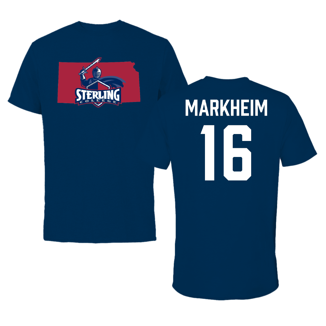 Sterling College Baseball Navy State Performance Tee - #16 Paxton Markheim