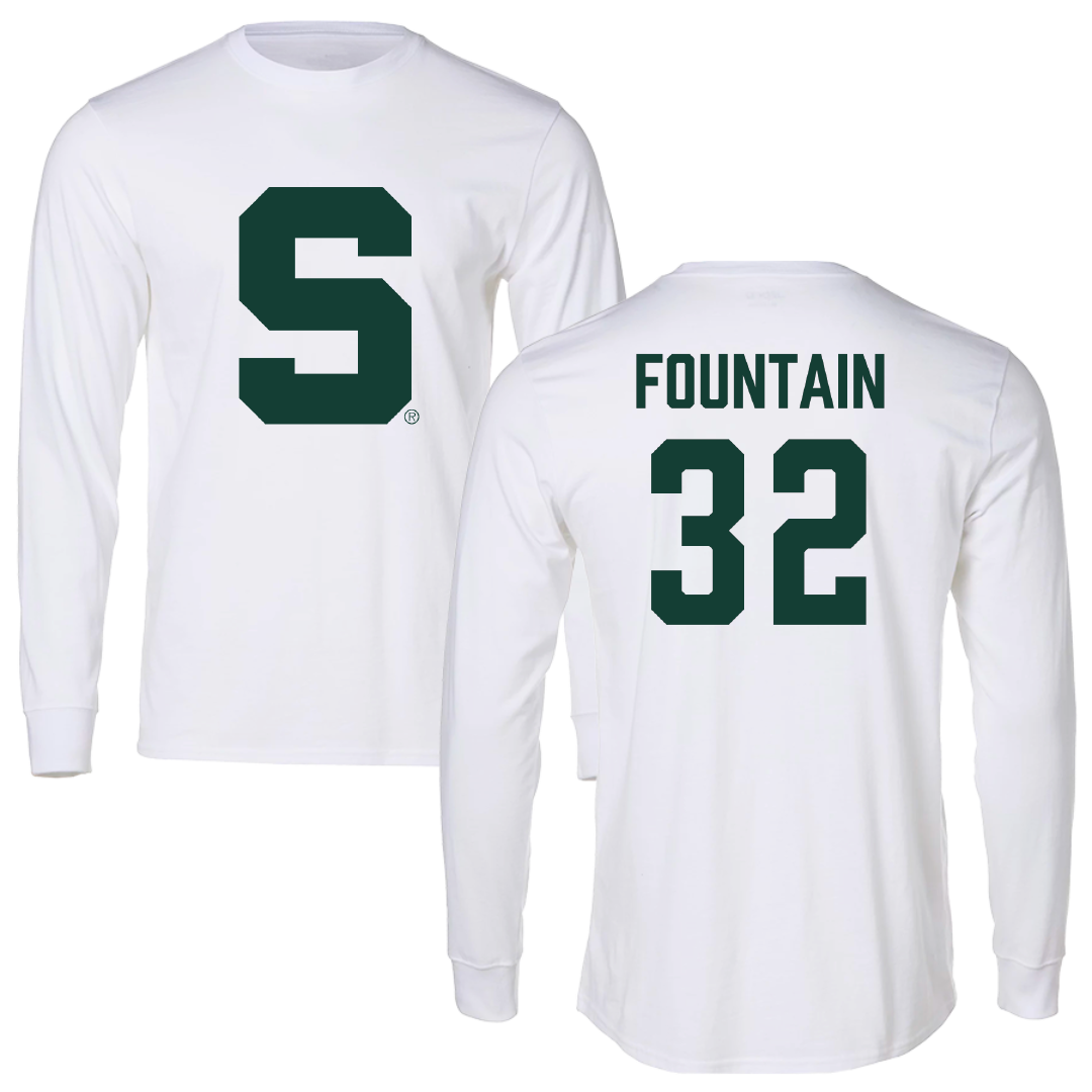 Michigan State University Baseball White Long Sleeve - #32 Steven Fountain