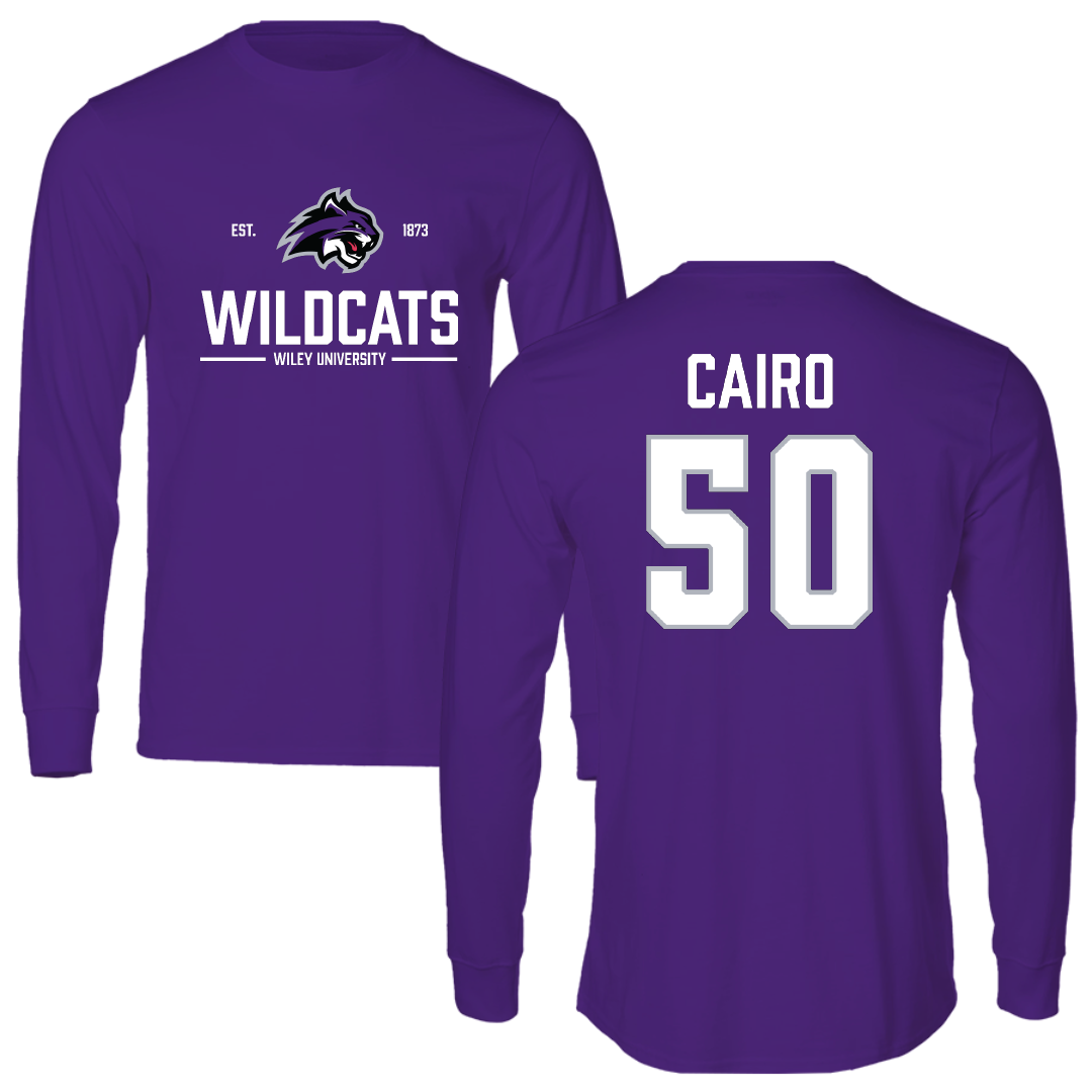 Wiley University Baseball Purple General Long Sleeve - #50 Winfred Cairo