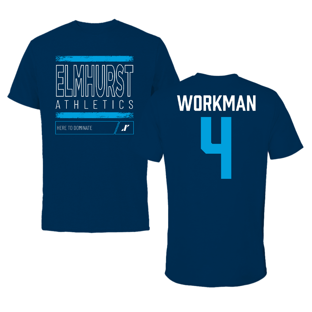 Elmhurst University Soccer Navy Dominate Performance Tee - #4 Natalie Workman