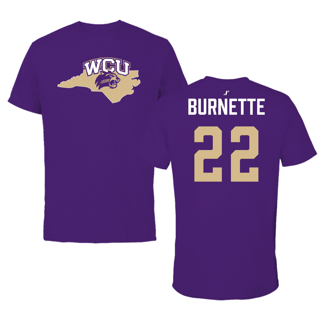 Western Carolina University Baseball Purple State Tee - #22 Carter Burnette
