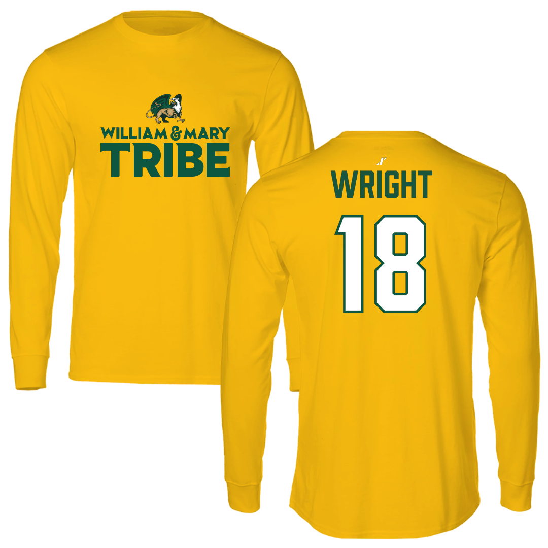 William & Mary Football Gold General Performance Long Sleeve - #18 Armon Wright