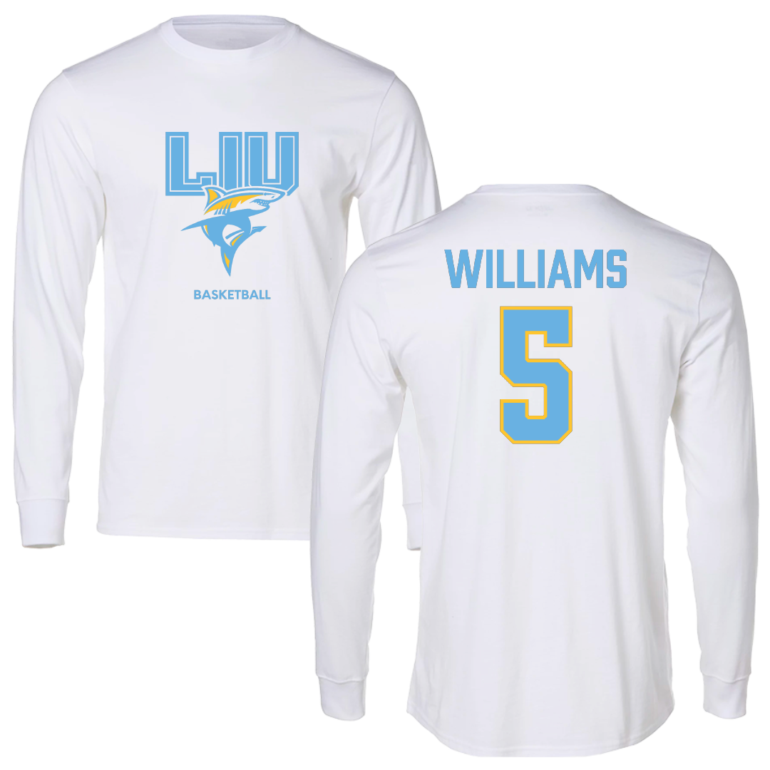 Long Island University Basketball (W) White Block Long Sleeve - #5 Janessa Williams