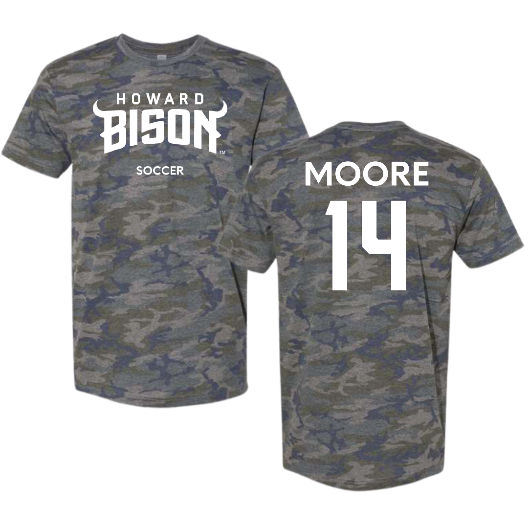 Howard University Soccer (W) Vintage Camo Tee - #14 Zoe Moore