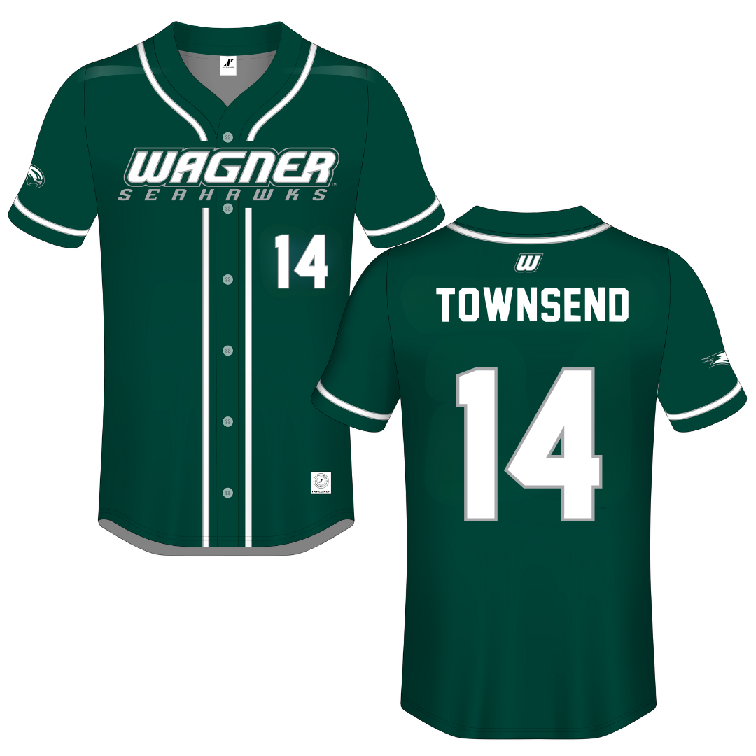 Wagner College Green Button-Down Jersey - #14 Gavin Townsend