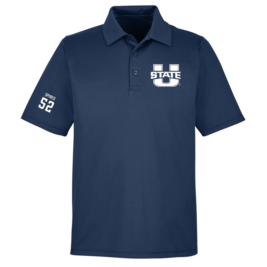 Utah State University Football Navy Polo - #52 Blaine Spires