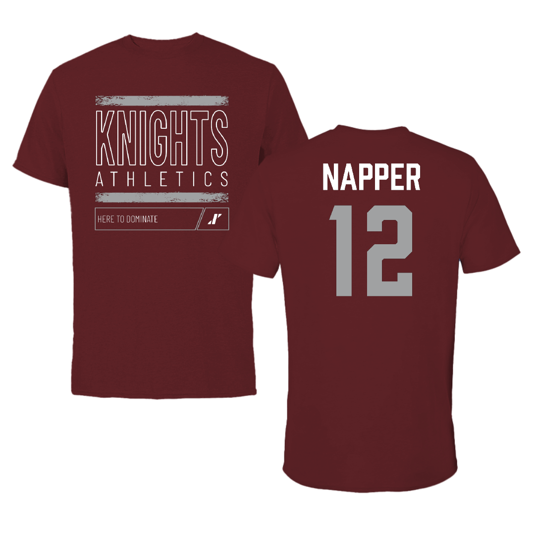 Southern Virginia University Football Maroon Dominate Performance Tee - #12 Tony Napper