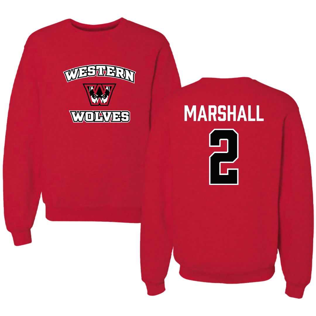 Western Oregon University Lacrosse (M) Red General Crewneck - #2 Beck Marshall