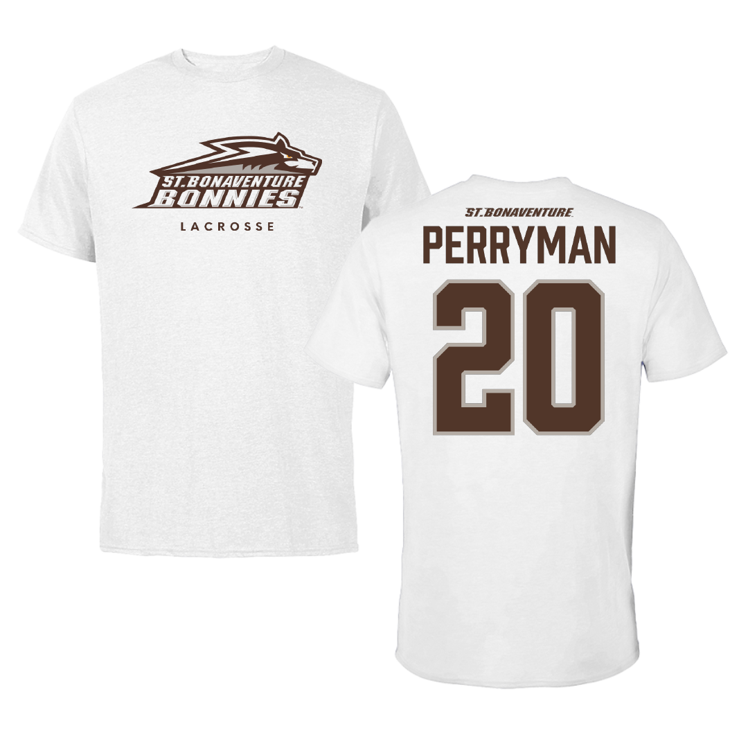 St. Bonaventure University Lacrosse White Performance Tee - #20 Chase Perryman