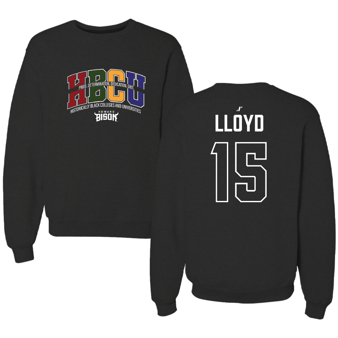 Howard University Soccer (M) Black HBCU Crewneck - #15 Marshall Lloyd