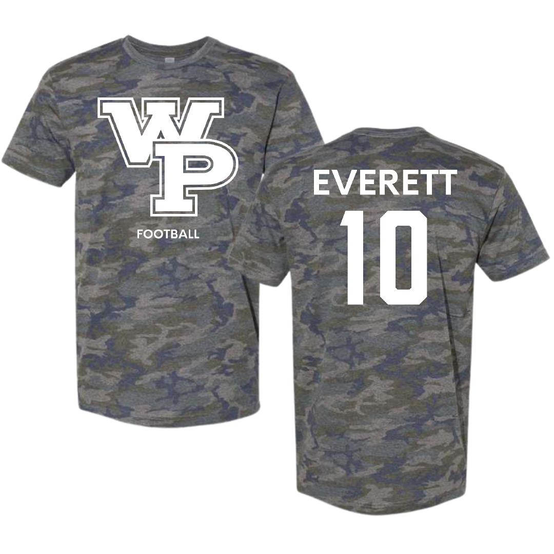 William Penn University Football Vintage Camo Tee - #10 Amir Everett