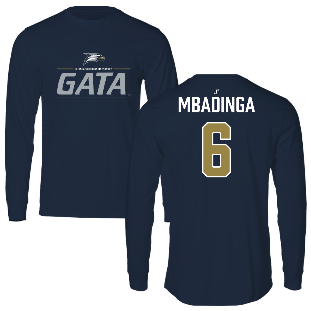 Georgia Southern University Football Navy General Performance Long Sleeve - #6 David Mbadinga