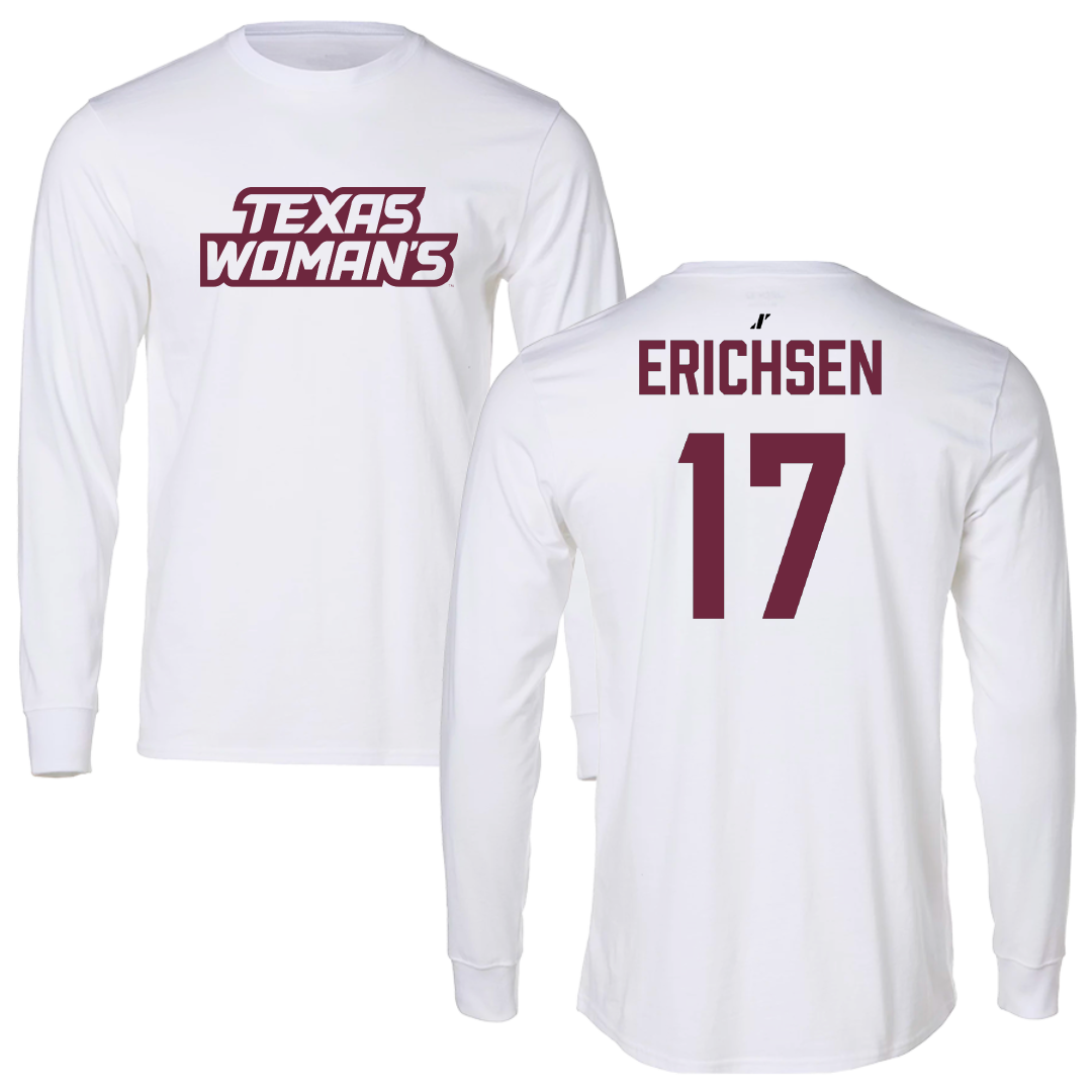Texas Woman's University Volleyball White Performance Long Sleeve - #17 Gracie Erichsen