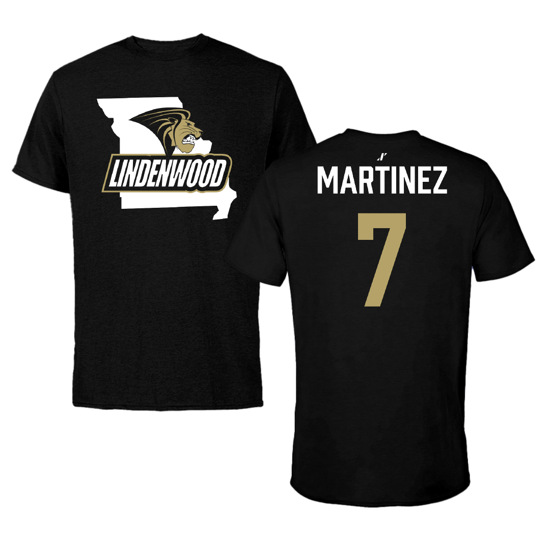 Lindenwood University Baseball Black State Performance Tee - #7 Cade Martinez
