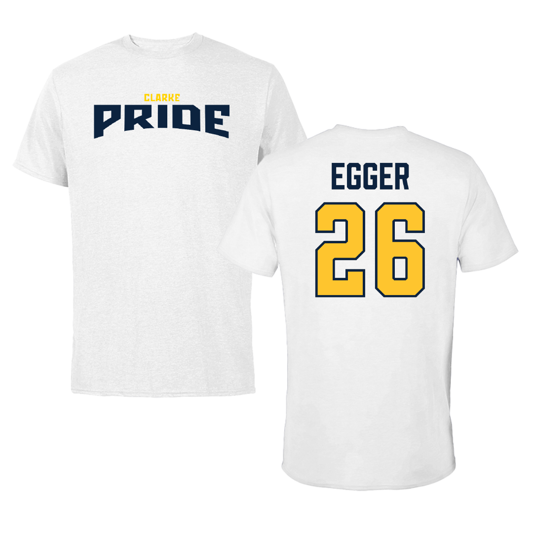 Clarke University Soccer (W) White Classic Performance Tee - #26 Christina Egger