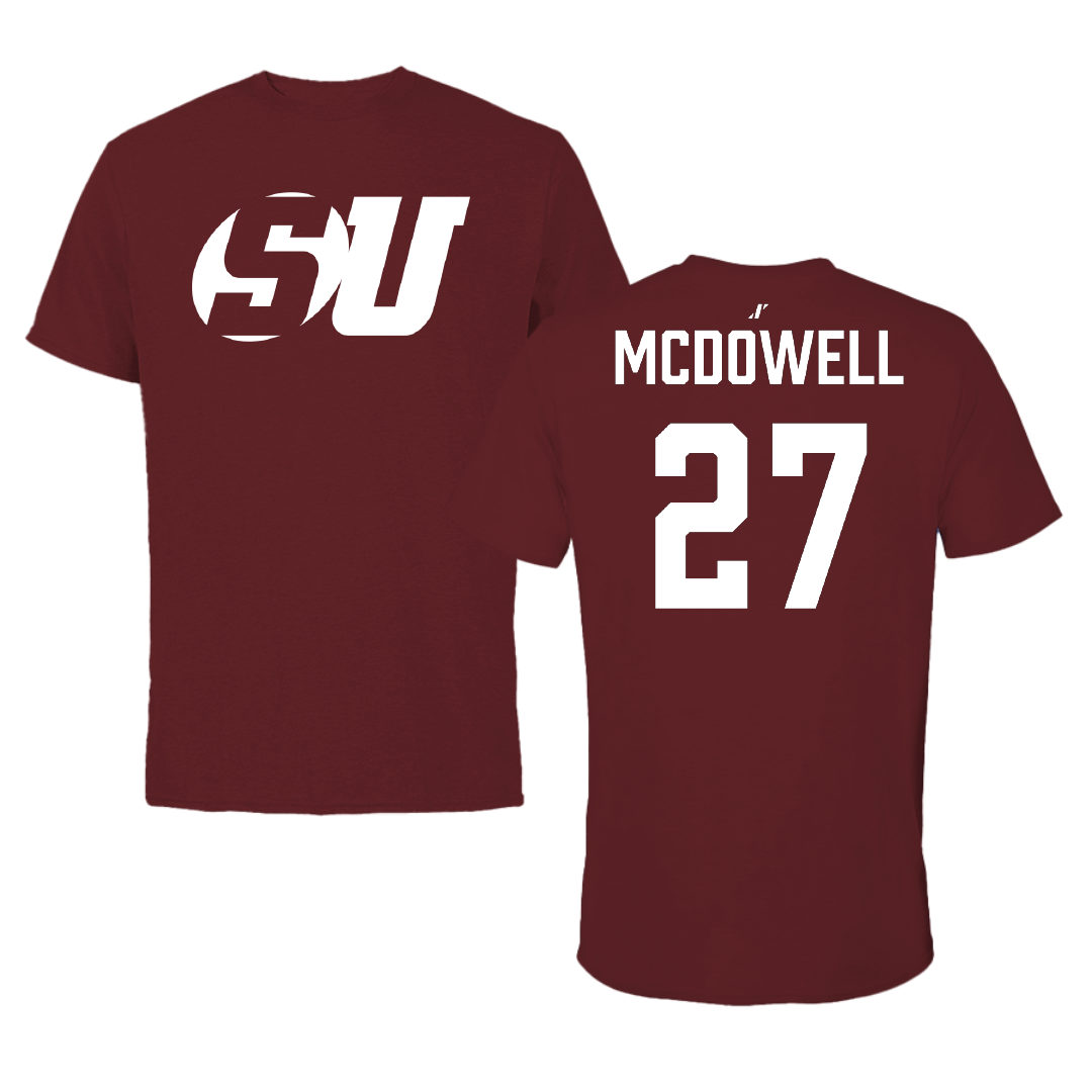 Schreiner University Baseball Maroon Performance Tee - #27 Hunter McDowell